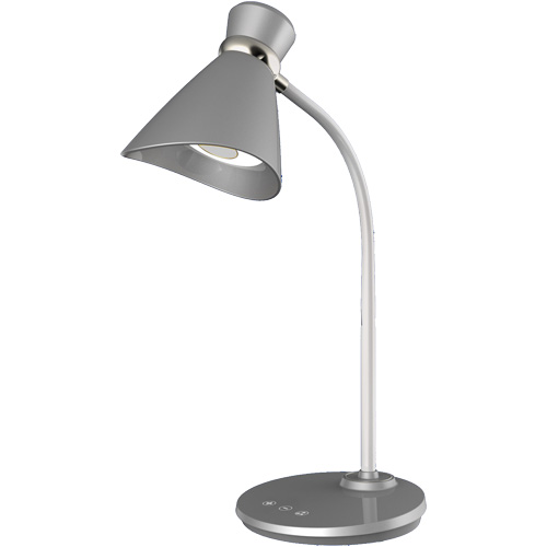 Lampe de bureau, 6 W, DEL, Col 16", Argent Action Paper