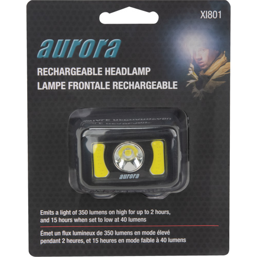 Lampe frontale, DEL, 350 lumens, 2 hres de fonctionnement, piles Rechargeable Action Paper