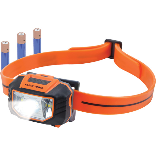 Headlamp with Silicone Hardhat Strap, LED, AAA Batteries, Plastic Action Paper
