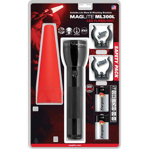 Safety Flashlight Pack, LED, 487 Lumens, D Batteries Action Paper