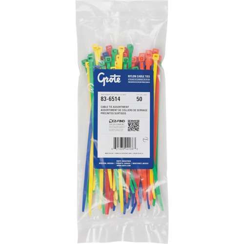 Nylon Cable Ties, 8" Long, 50 lbs. Tensile Strength Action Paper