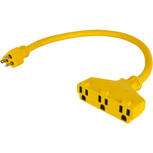Extension Power Adapter, Outdoor, STOW, 12/3 AWG, 15 A, 3 Outlet(s), 2' Action Paper