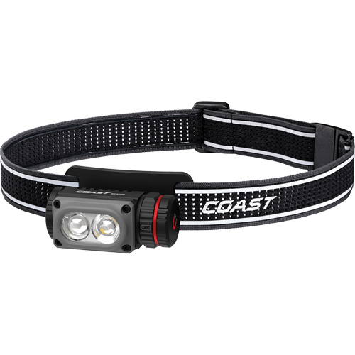 Lampe frontale COAST WPH10R &agrave; deux couleurs avec aimant et agrafe, DEL, 500 lumens, 3,25 hres de fonctionnement, piles Rechargeable Action Paper