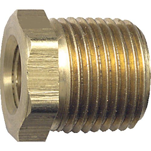 Pipe Bushing, 3/8" x 1/4", NPT x FPT, Brass Action Paper