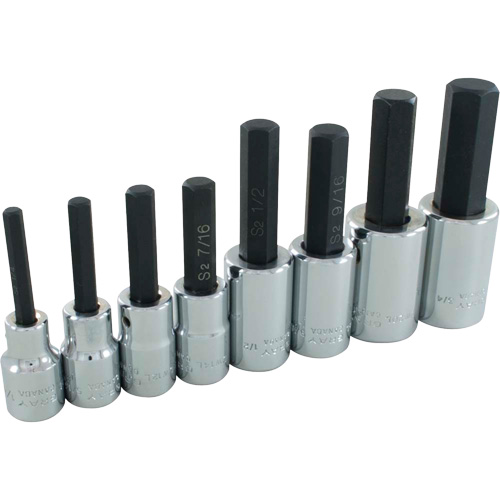 Hex Head SAE Socket Set, Hex, 1/2" Drive, 8 Pcs Action Paper