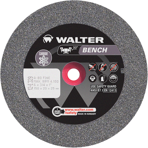 Bench Grinding Wheel, 6" x 3/4", 1" Arbor, 1 Action Paper