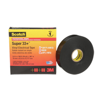 Scotch&reg; Super 33+ Vinyl Electrical Tape, 19 mm (3/4") x 33 m (108'), Black, 7 mils Action Paper