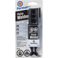 Plastic Welder Epoxy, 25 ml, Syringe, Two-Part, Black Action Paper