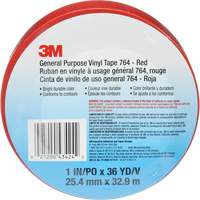 Ruban en vinyle pour travaux g&eacute;n&eacute;raux 764, 25,4 mm (1") la x 32,9 m (108') lo, 5 mils, Rouge Action Paper