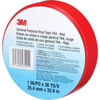 Ruban en vinyle pour travaux g&eacute;n&eacute;raux 764, 25,4 mm (1") la x 32,9 m (108') lo, 5 mils, Rouge Action Paper
