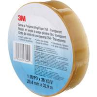 Ruban en vinyle pour travaux g&eacute;n&eacute;raux 764, 25,4 mm (1") la x 32,9 m (108') lo, 5 mils, Transparent Action Paper