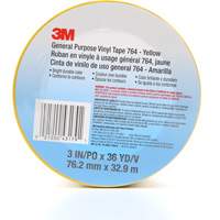 Ruban en vinyle pour travaux g&eacute;n&eacute;raux 764, 76 mm (3") la x 32,9 m (108') lo, 5 mils, Jaune Action Paper
