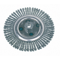 Knot Wire Wheel Brushes - Stringer Bead, 6-1/2" Dia., 0.02" Fill, 5/8"-11 Arbor, Steel Action Paper