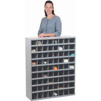 Steel Storage Bin Cabinet, 33-3/4" W x 12" D x 42" H, Grey Action Paper