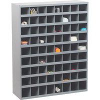 Steel Storage Bin Cabinet, 33-3/4" W x 12" D x 42" H, Grey Action Paper