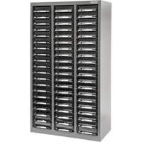 KPC-300 Parts Cabinet, Galvanized Steel, 60 Drawers, 21-3/10" x 10-2/5" x 36-9/10", Grey Action Paper