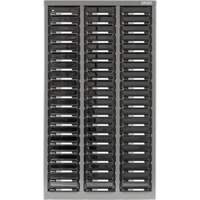KPC-300 Parts Cabinet, Galvanized Steel, 60 Drawers, 21-3/10" x 10-2/5" x 36-9/10", Grey Action Paper