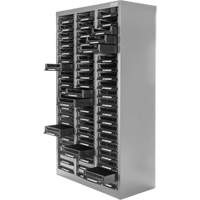 KPC-300 Parts Cabinet, Galvanized Steel, 60 Drawers, 21-3/10" x 10-2/5" x 36-9/10", Grey Action Paper
