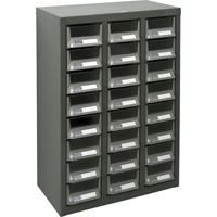 KPC-400 Parts Cabinet, Galvanized Steel, 24 Drawers, 17-3/10" x 8-7/10" x 25-3/5", Grey Action Paper