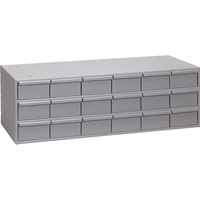 Industrial Drawer Cabinets, 18 Drawers, 33-3/4" W x 11-5/8" D x 10-7/8" H, Grey Action Paper