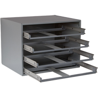 Compartment Box Cabinets, Steel, 4 Slots, 20" W x 15-3/4" D x 15" H, Grey Action Paper