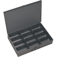 Compartment Scoop Boxes, Steel, 12 Slots, 18" W x 12" D x 3" H, Grey Action Paper