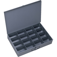 Compartment Scoop Boxes, Steel, 16 Slots, 18" W x 12" D x 3" H, Grey Action Paper