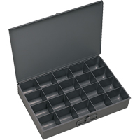 Compartment Scoop Boxes, Steel, 20 Slots, 18" W x 12" D x 3" H, Grey Action Paper