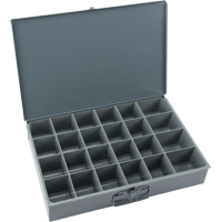 Compartment Scoop Boxes, Steel, 24 Slots, 18" W x 12" D x 3" H, Grey Action Paper