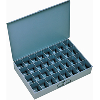 Compartment Scoop Boxes, Steel, 32 Slots, 18" W x 12" D x 3" H, Grey Action Paper
