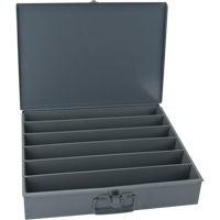 Compartment Steel Scoop Boxes , 18.34" W x 12.16" D x 3.16" H, 6 Horizontal Compartments Action Paper