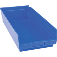 Plastic Shelf Bins, 8-3/8" W x 4" H x 17-7/8" D, Blue, 20 lbs. Capacity CB402 | Action Paper