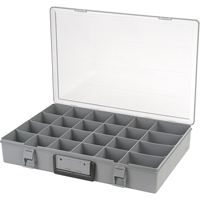 Compartment Case, Plastic, 24 Slots, 18-1/2" W x 13" D x 3" H, Grey Action Paper