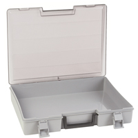 Compartment Case, Plastic, 15-1/2" W x 11-3/4" D x 2-1/2" H, Grey Action Paper