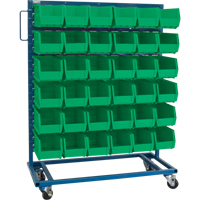 Single-Sided Mobile Bin Rack, Single-sided, 36 bins, 36" W x 16" D x 46-1/2" H Action Paper