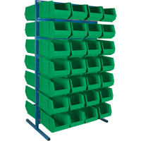 Double-Sided Stationary Bin Rack, 61" W x 56" D x 24" H, 56 Bins Action Paper