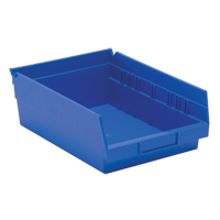 Shelf Bins, 8-3/8" W x 4" H x 11-5/8" D, Blue, 30 lbs. Capacity Action Paper
