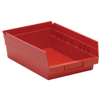 Shelf Bins, 8-3/8" W x 4" H x 11-5/8" D, Red, 30 lbs. Capacity Action Paper
