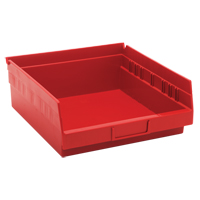 Bacs de rangement pour tablettes, 11-1/8" la x 4" H x 11-5/8" p, Rouge, Capacit&eacute; 30 lb Action Paper