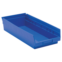 Bacs de rangement pour tablettes, 8-3/8" la x 4" H x 17-7/8" p, Bleu, Capacit&eacute; 40 lb Action Paper