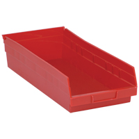 Bacs de rangement pour tablettes, 8-3/8" la x 4" H x 17-7/8" p, Rouge, Capacit&eacute; 40 lb Action Paper