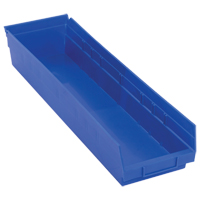 Bacs de rangement pour tablettes, 6-5/8" la x 4" H x 23-5/8" p, Bleu, Capacit&eacute; 50 lb Action Paper