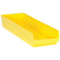 Bacs de rangement pour tablettes, 8-3/8" la x 4" H x 23-5/8" p, Jaune, Capacit&eacute; 50 lb Action Paper