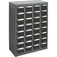 KPC-500 Parts Cabinet, Galvanized Steel, 32 Drawers, 18-1/10" x 8-7/10" x 25-3/5", Grey Action Paper