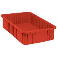 Contenants Divider Box, Plastique, 22,5" la x 17,5" p x 6" h, Rouge Action Paper