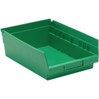 Shelf Bins, 8-3/8" W x 4" H x 11-5/8" D, Green, 30 lbs. Capacity Action Paper