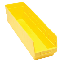 Bacs en plastique pour &eacute;tag&egrave;res Store More, 6-5/8" la x 6" H x 23-5/8" p, Jaune, Capacit&eacute; 90 lb Action Paper
