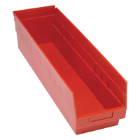 Bacs en plastique pour &eacute;tag&egrave;res Store More, 6-5/8" la x 6" H x 23-5/8" p, Rouge, Capacit&eacute; 90 lb Action Paper