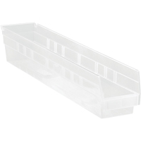Bacs de rangement pour tablettes, 4-1/8" la x 4" H x 23-5/8" p, Transparent, Capacit&eacute; 50 lb Action Paper