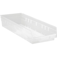 Bacs de rangement pour tablettes, 8-3/8" la x 4" H x 23-5/8" p, Transparent, Capacit&eacute; 50 lb Action Paper
